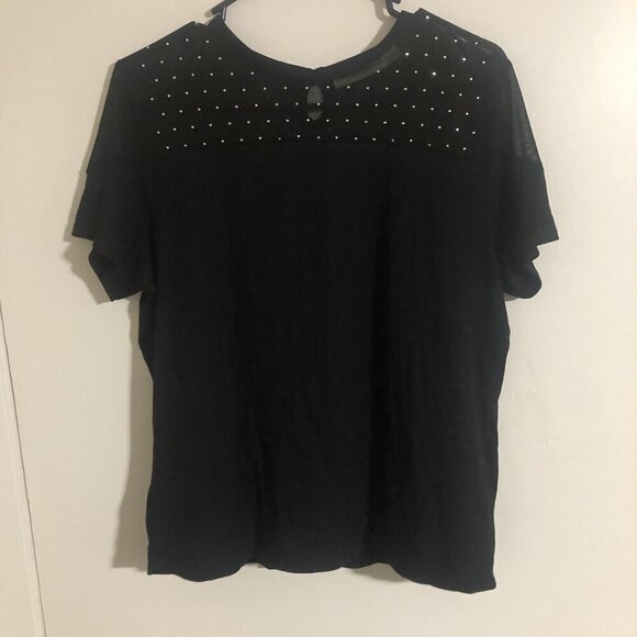 RM Reebcca Minkoff Tops - RM Reebcca Minkoff Women's Black Mesh Short Sleeve Shirt, Size Large, Classic